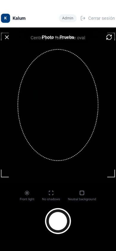 Captura del rostro en la app Kalum